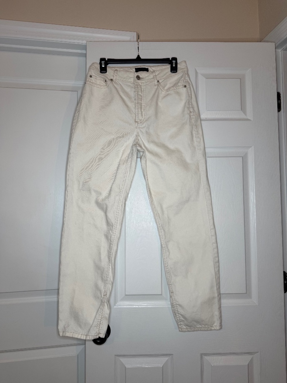 House Of Harlow 1960 High Rise Straight Jeans Split Ankle Cream Women 29 x 30